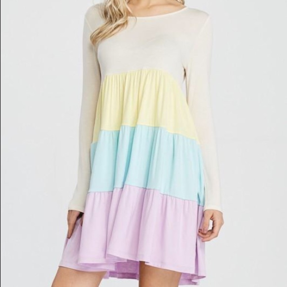 Color block spring pastel dress